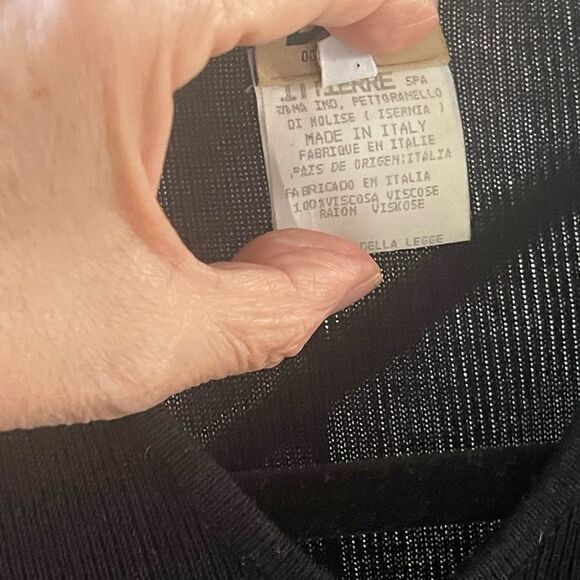 VINTAGE DOLCE & GABBANA BLACK & TAN KNIT SHORT SLEEVE TOP 44 EURO M/L - Picture 8 of 13